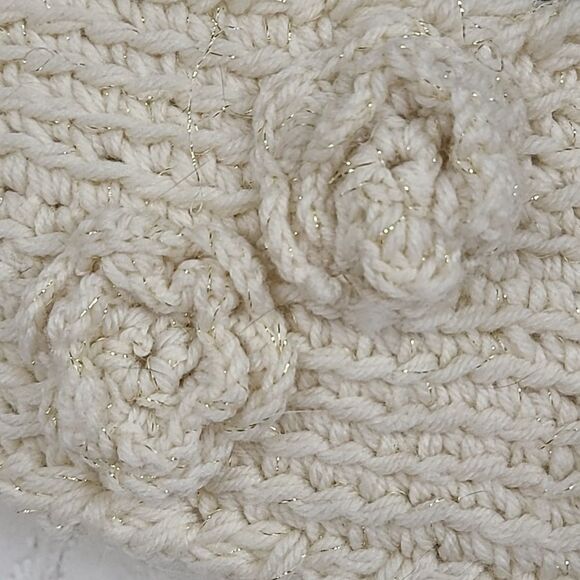 Rue21 Women Ivory Metallic Crochet Knit Ribbed Solid Winter Headband Ear Warmer - Picture 4 of 6